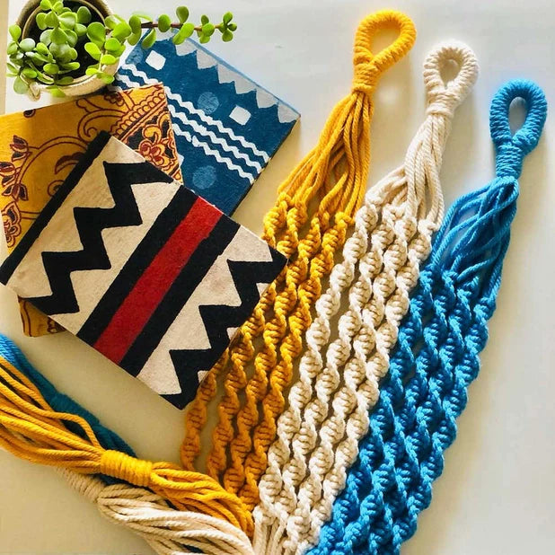Hanging Macramé Planter with Plank