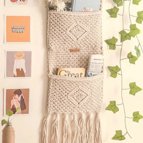 Boho Wall Pocket Organizer